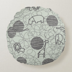 safari animals 1 round pillow