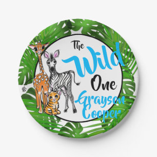 Safari animals 1st Birthday jungle Animals Paper Plates