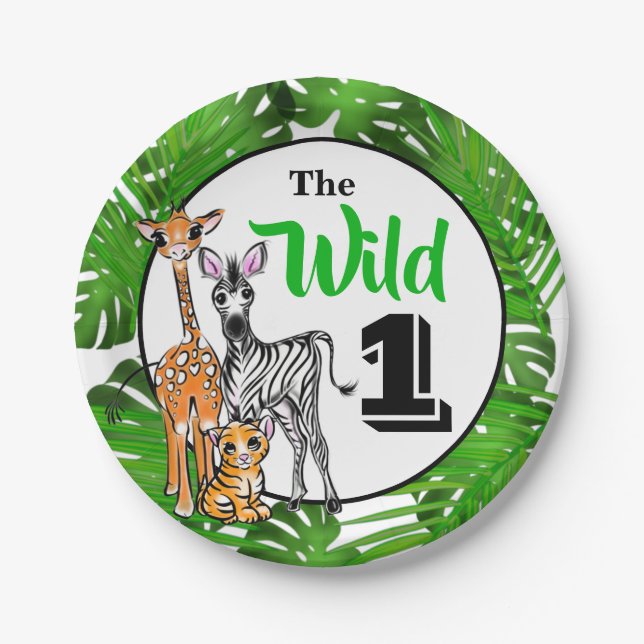 Safari animals  1st Birthday | jungle Animals  Paper Plates (Front)