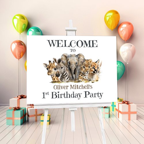 Safari Animals 1st Birthday Party Welcome Sign