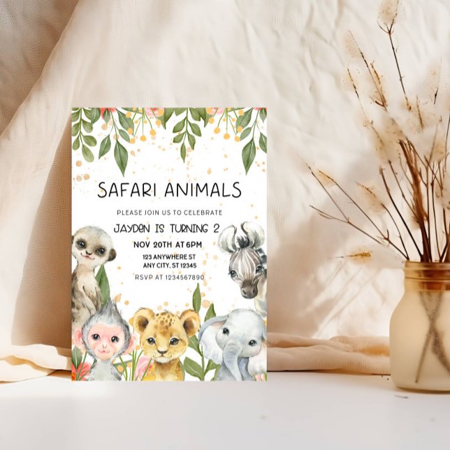 "Safari Animals 2nd Birthday Boy Invitation (Creator Uploaded)