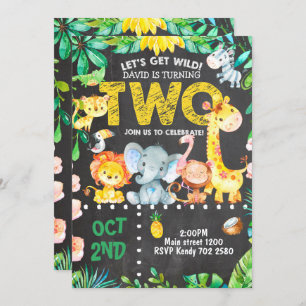 Safari Animals 2nd Birthday Invitation Jungle ZOO
