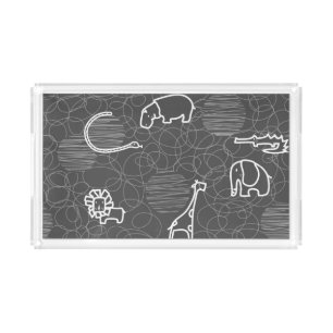 safari animals 5 acrylic tray