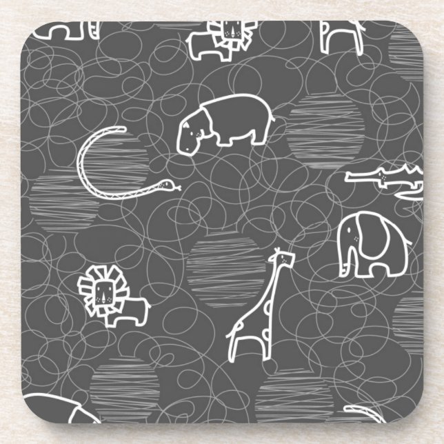 safari animals 5 beverage coaster (Front)