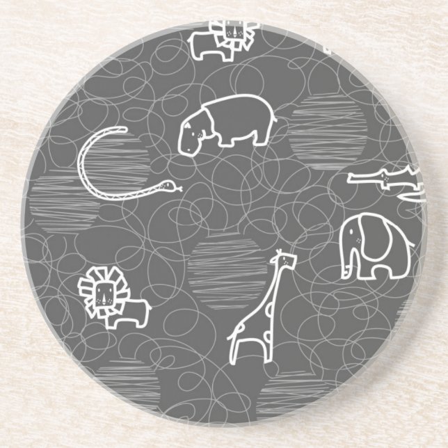 safari animals 5 coaster (Front)