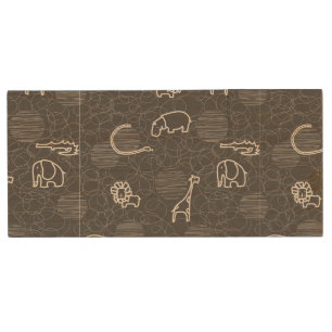 safari animals 5 wood USB flash drive