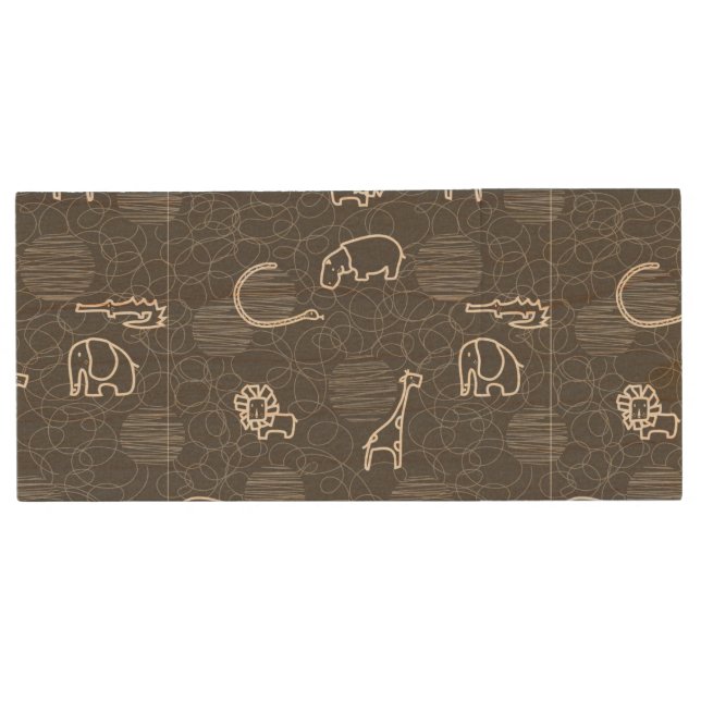 safari animals 5 wood USB flash drive (Front)