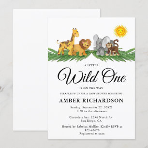 Safari Animals A little Wild One Baby Shower Invitation
