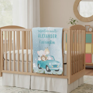 Safari Animals Adventure Awaits Baby Boy's Blanket