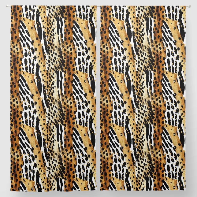 Safari Animals Africa Patterns Jungle Prints  Blackout Curtains (Pair)