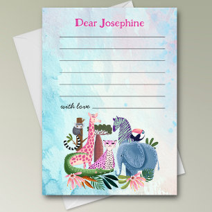 Safari animals any age girl birthday time capsule note card