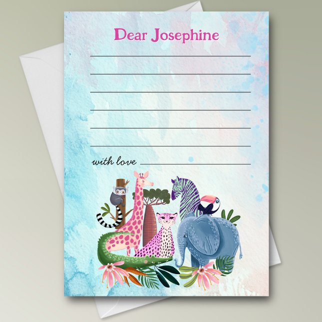 Safari animals any age girl birthday time capsule note card (Creator Uploaded)