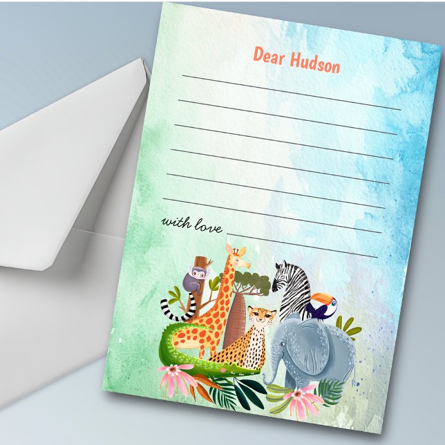 Safari animals any age kid birthday time capsule note card (Creator Uploaded)