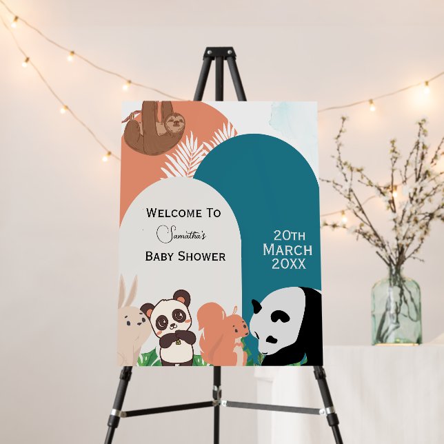 Safari Animals Arch Boy Baby Shower  Foam Board (In Situ (Stand))