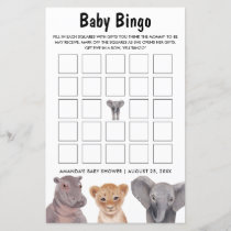 Safari Animals Baby Bingo Baby Shower Games