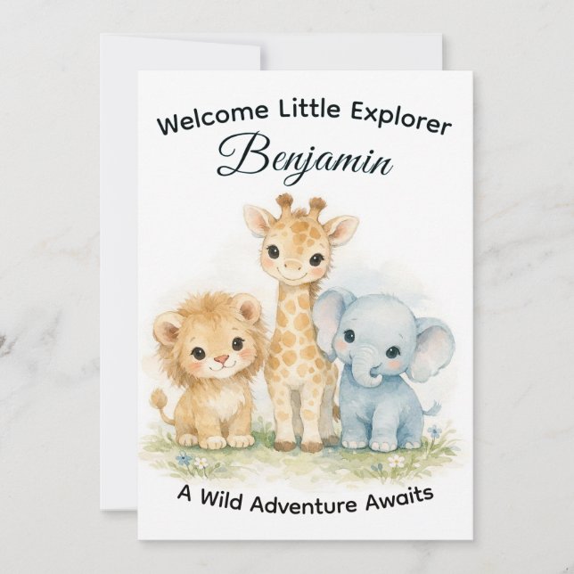 Safari Animals Baby Boy Adventure Shower        Invitation (Front)