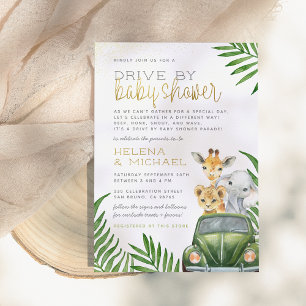 Safari Animals Baby Boy Drive By Baby Shower Invitation