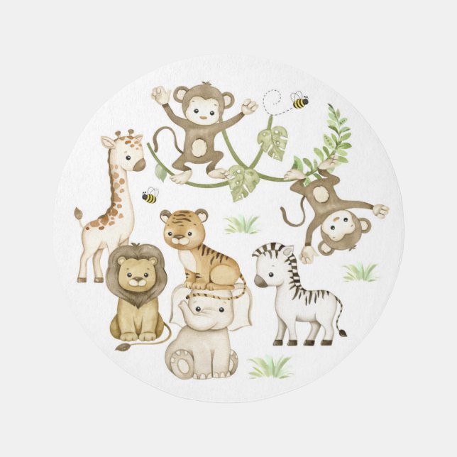 Safari Animals Baby Boy Girl Nursery Area  Rug (Front)