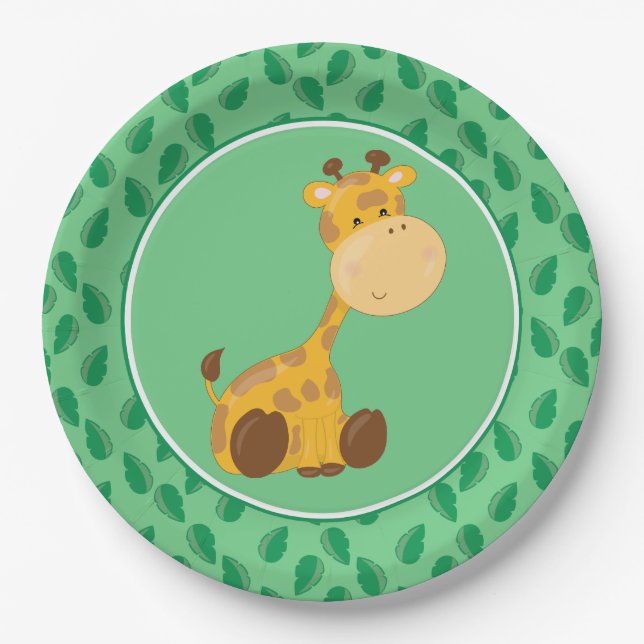 Safari Animals | Baby Giraffe Paper Plates (Front)