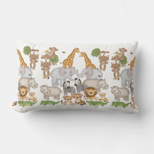 Safari animals baby nursery kids bedding lumbar pillow