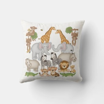 Safari animals baby nursery kids bedding throw pillow | Zazzle