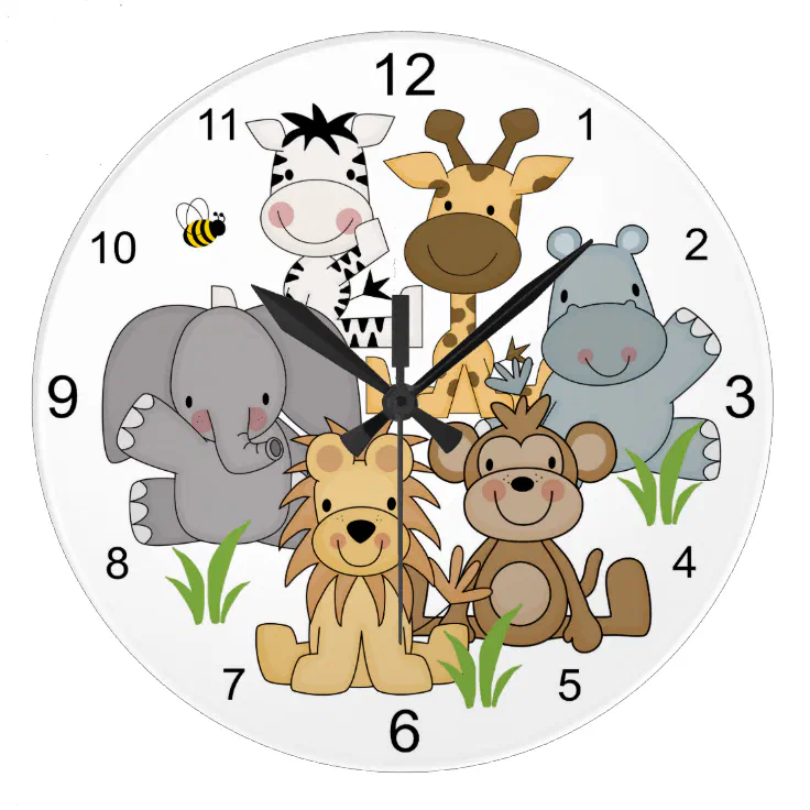 Jungle Zoo Animals PERSONALIZED Wall Clock Child Bedroom Baby Nursery GREAT GIFT 