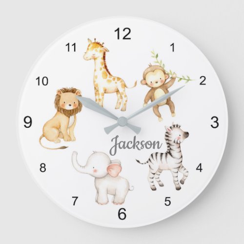 Safari Animals Baby Nursery Kids Large Clock