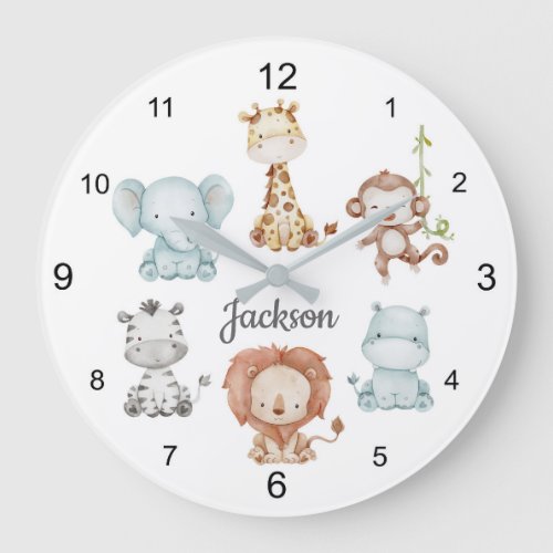 Safari Animals Baby Nursery Large Clock