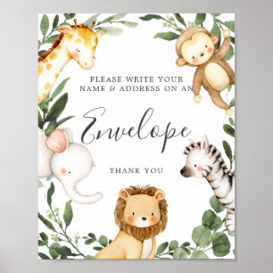 Safari Animals Baby Shower Address Envelope Sign