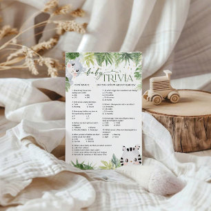 Safari Animals Baby Shower Baby Trivia Game Card