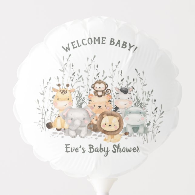 Safari Animals Baby Shower Balloon (Front)