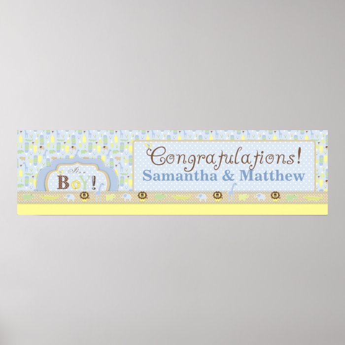 Safari Animals Baby Shower Banner Poster