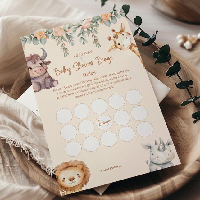 Safari Animals Baby Shower Bingo (Creator Uploaded)