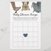 Safari Animals Baby Shower Bingo Game