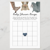 Safari Animals Baby Shower Bingo Game