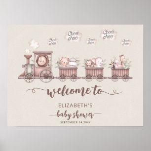 Safari Animals Baby Shower Boho Welcome Poster