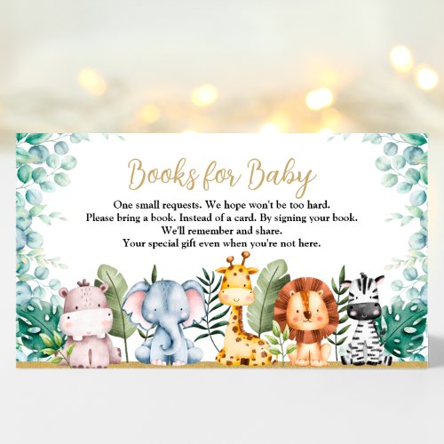 Safari Animals Baby Shower Book for Baby Card