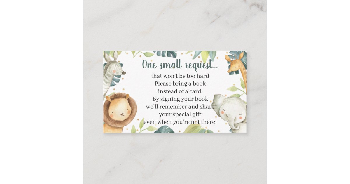 Safari Animals Baby Shower Book Request Card Zazzle