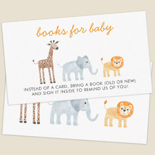 Safari Animals Baby Shower Book Request Enclosure Card