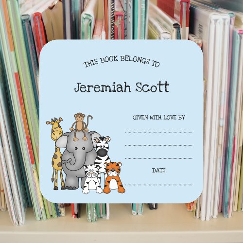 Safari Animals Baby Shower Bookplate sticker