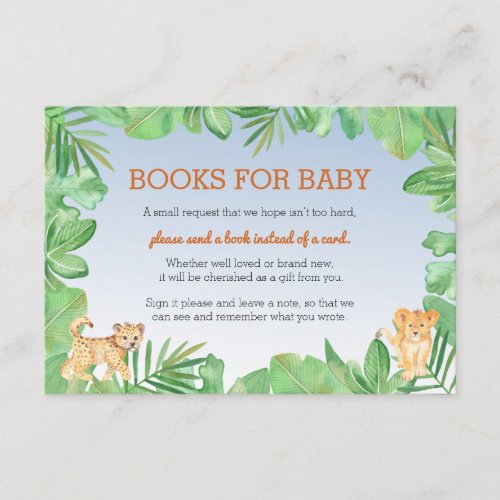 Safari Animals Baby Shower Books for Baby  Mail E Enclosure Card