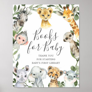Safari Animals Baby Shower Books For Baby Sign