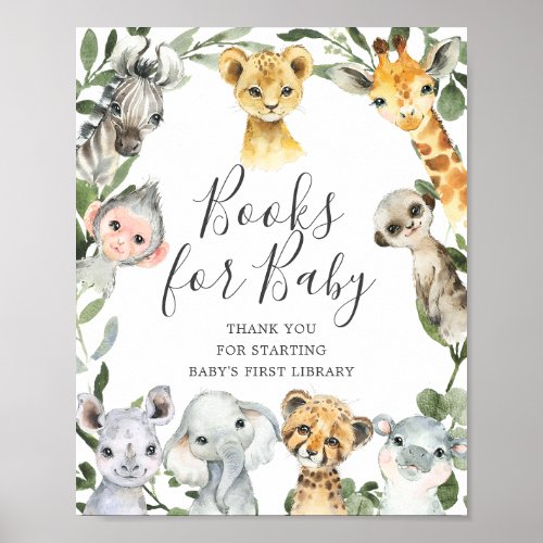 Safari Animals Baby Shower Books For Baby Sign