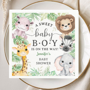 Safari Animals Baby Shower Boy Tropical Jungle Napkins