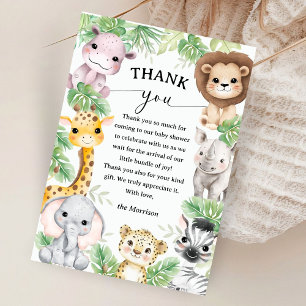 Safari Animals Baby Shower Boy Tropical Thank You Card
