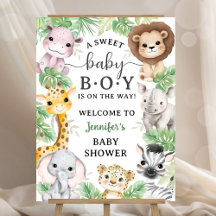 Safari Animals Baby Shower Boy Welcome