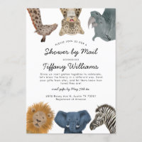 Safari Animals Baby Shower By Mail Invitation