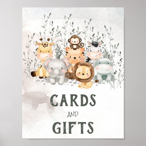 Safari Animals Baby Shower Cards  Gifts Poster