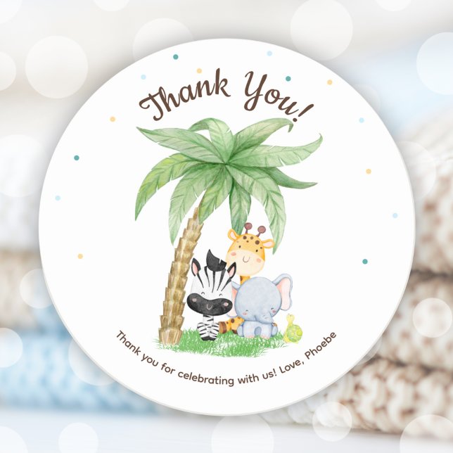 Safari Animals Baby Shower Classic Round Sticker (Safari Animals Baby Shower Classic Round Sticker)