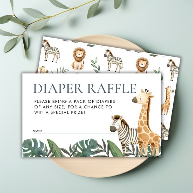 Safari Animals Baby Shower Diaper Raffle Enclosure Card (Safari Animals Baby Shower Diaper Raffle Enclosure Card)
